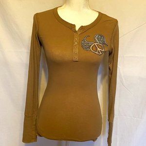 BEAUTIFUL! ANKH Royalty ~Beige 100%Cotton Blend Long Sleeve Tunic/Top ~Sz.S ~USA